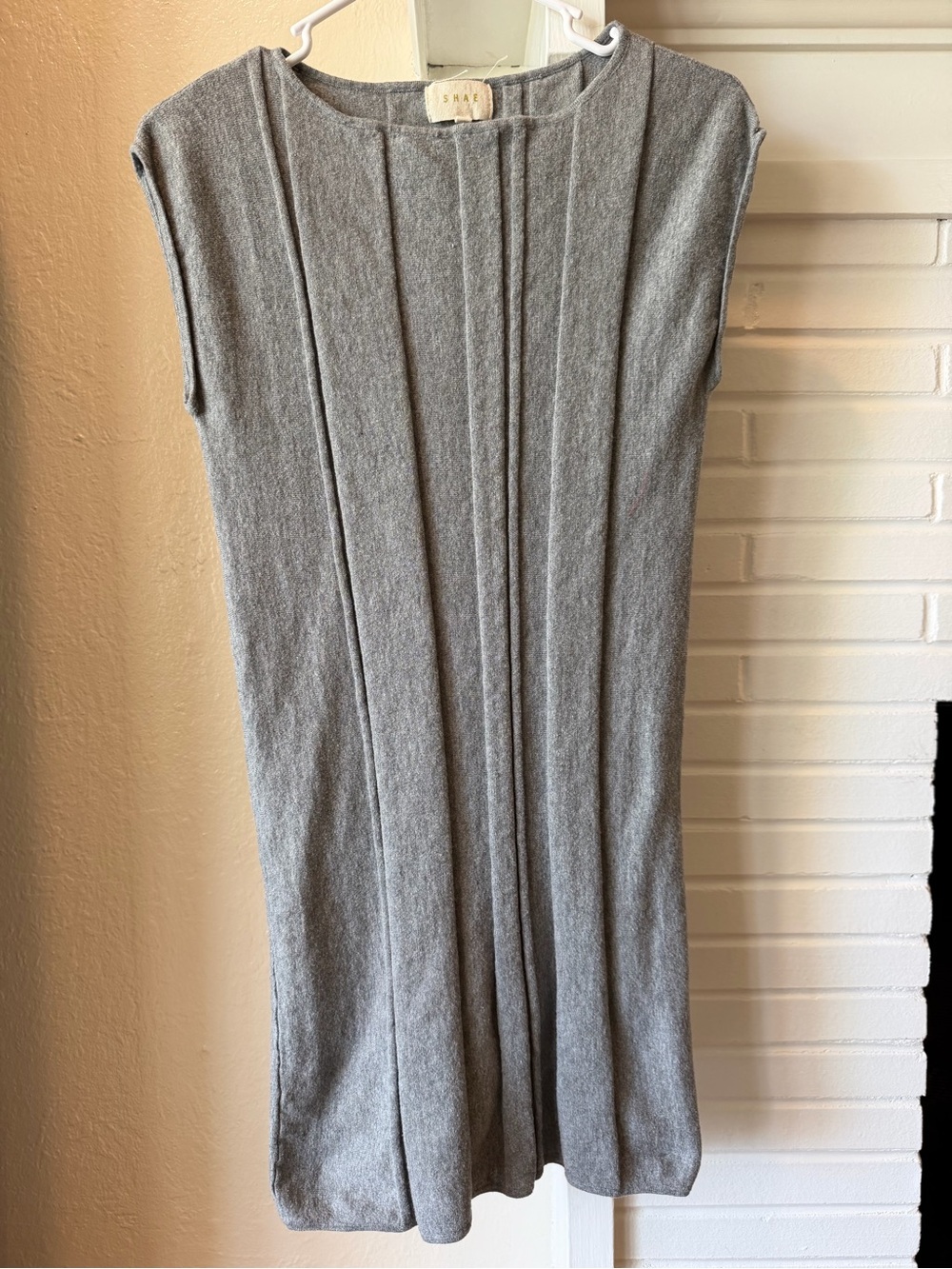 SHAE Gray Cotton Cashmere Sleeveless Knit Dress Medium